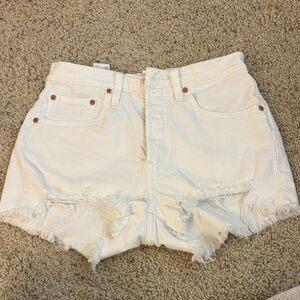 Levi's Cream Distressed Jean Shorts